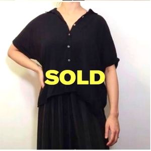 Oversized Black Short Sleeve Button Up
